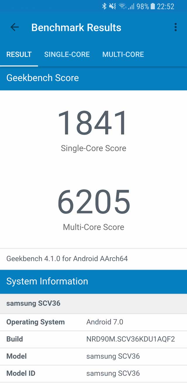 Galaxy S8 SCV36 ベンチマーク