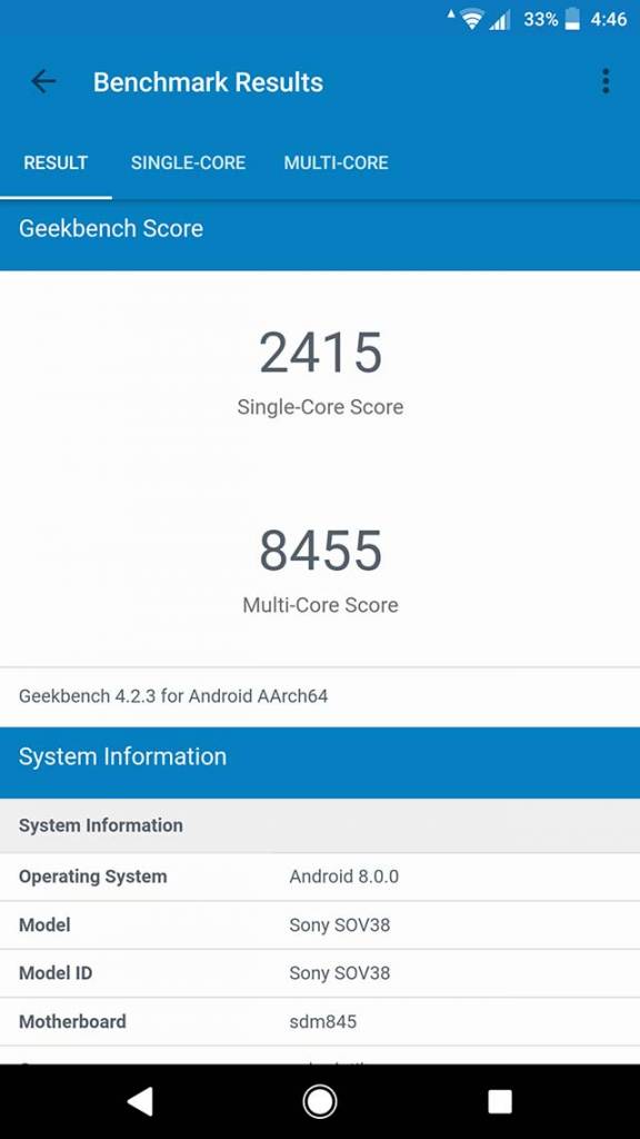 Xperia XZ2 Premium SOV38 ベンチマーク